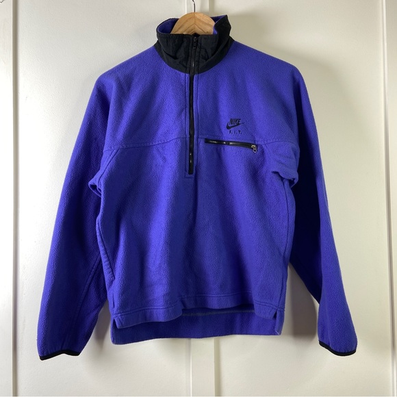 Nike Tops - Vintage Nike F.I.T Half Zip Fleece Pullover Blue UK 10 Small
